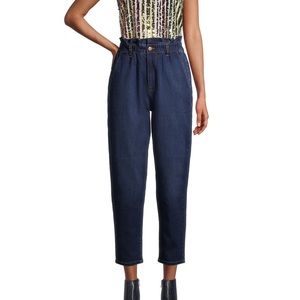 High rise paper bag jeans